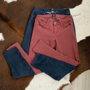 2 pair Just Black jeans (1 blue; 1 maroon) - 25